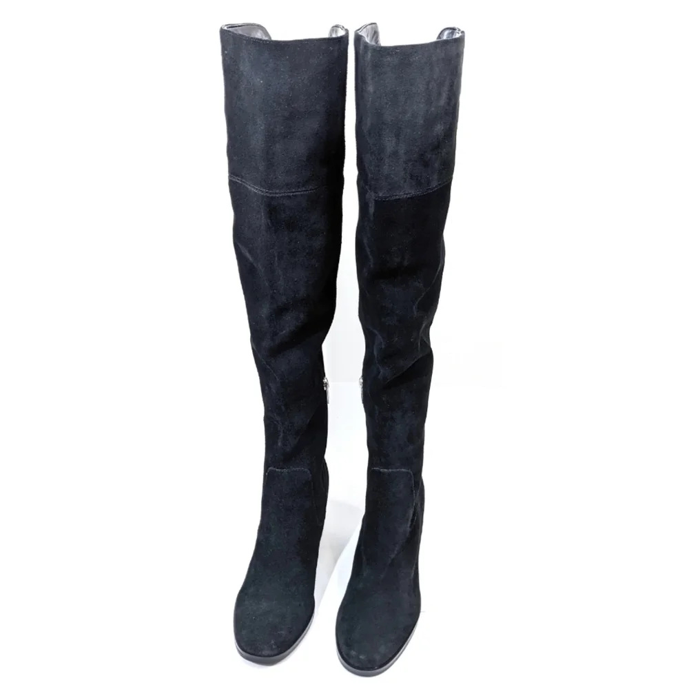 𝅺marc Fisher Over The Knee Black Suede Heel Boots 6.5